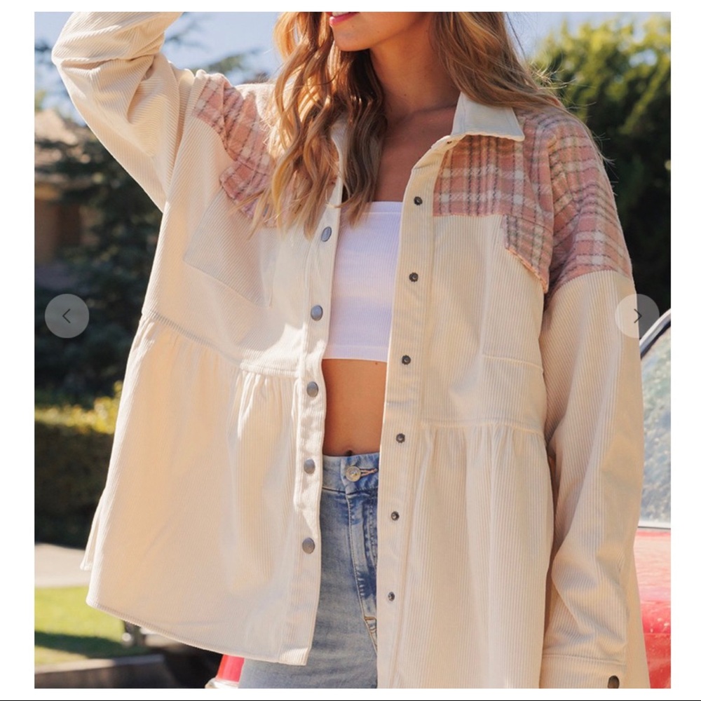 Fabulous Boho Corduroy Check pattern Jacket - Picture 2 of 8